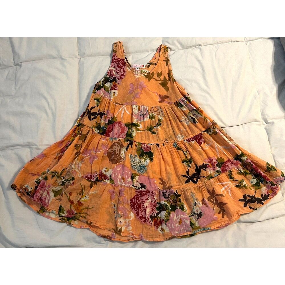 Peony Girls' 100% Cotton Floral Dress Size L fits like S Beautiful Colors!